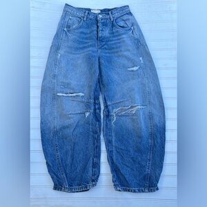 Free People Barrel Jeans Good Luck Mid Rise denim